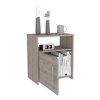 Tuhome Nordico Nightstand, One Shelf, Single Door Cabinet, Metal Handle, Light Gray MLZ6465